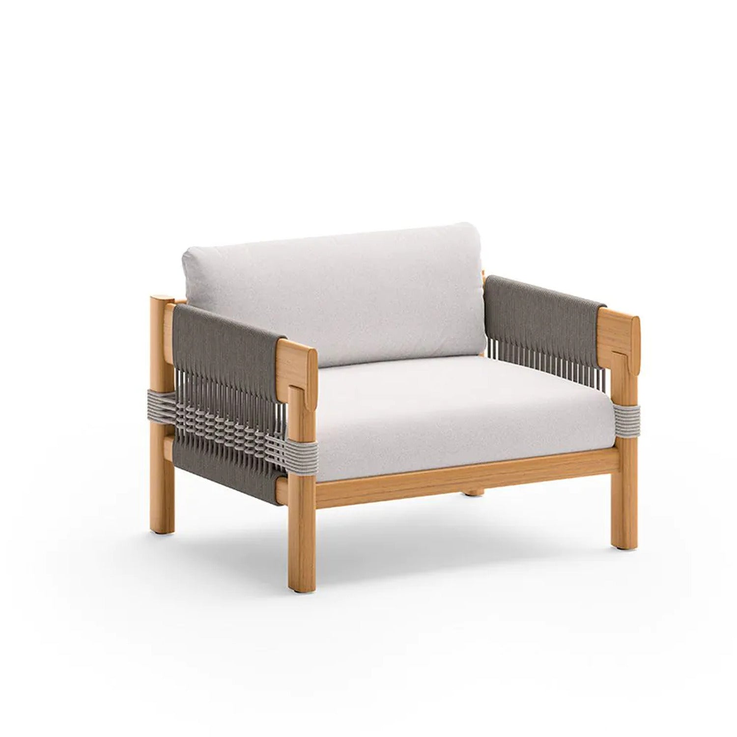 Cora Armchair in Teak and Rope with Cushions