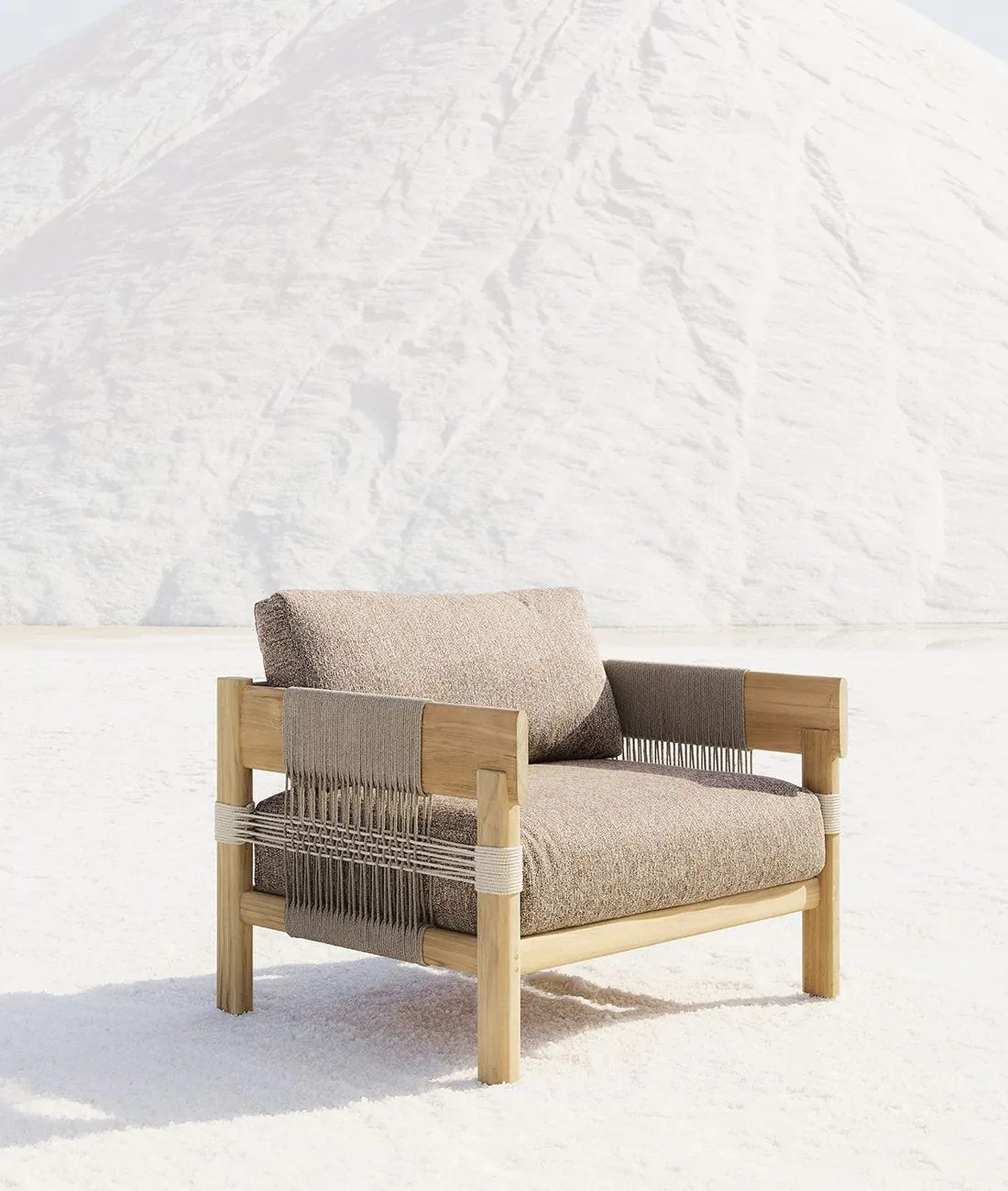Cora Armchair in Teak and Rope with Cushions