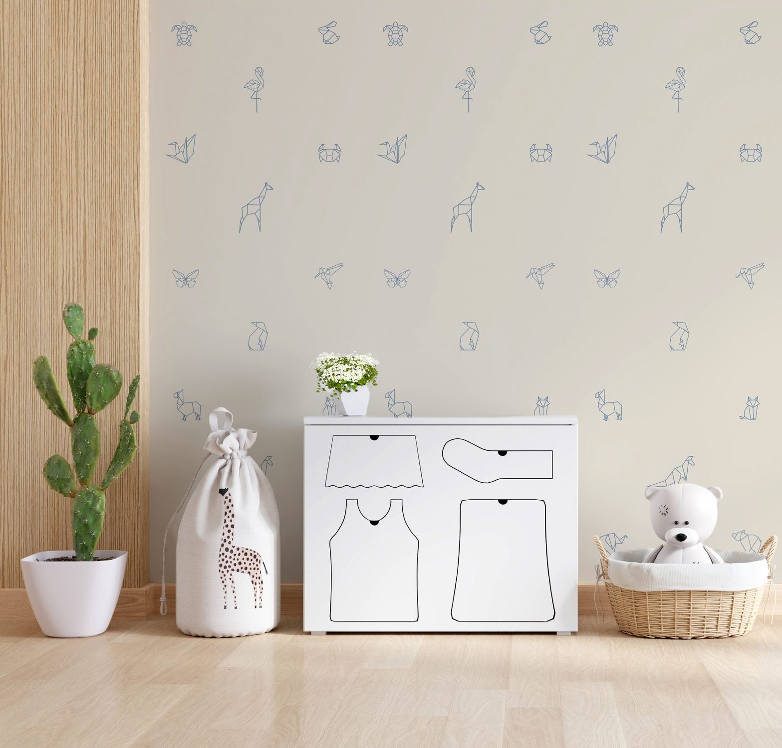 Origami Blue Wallpaper