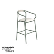 Salò stool with backrest, armrests and cushion