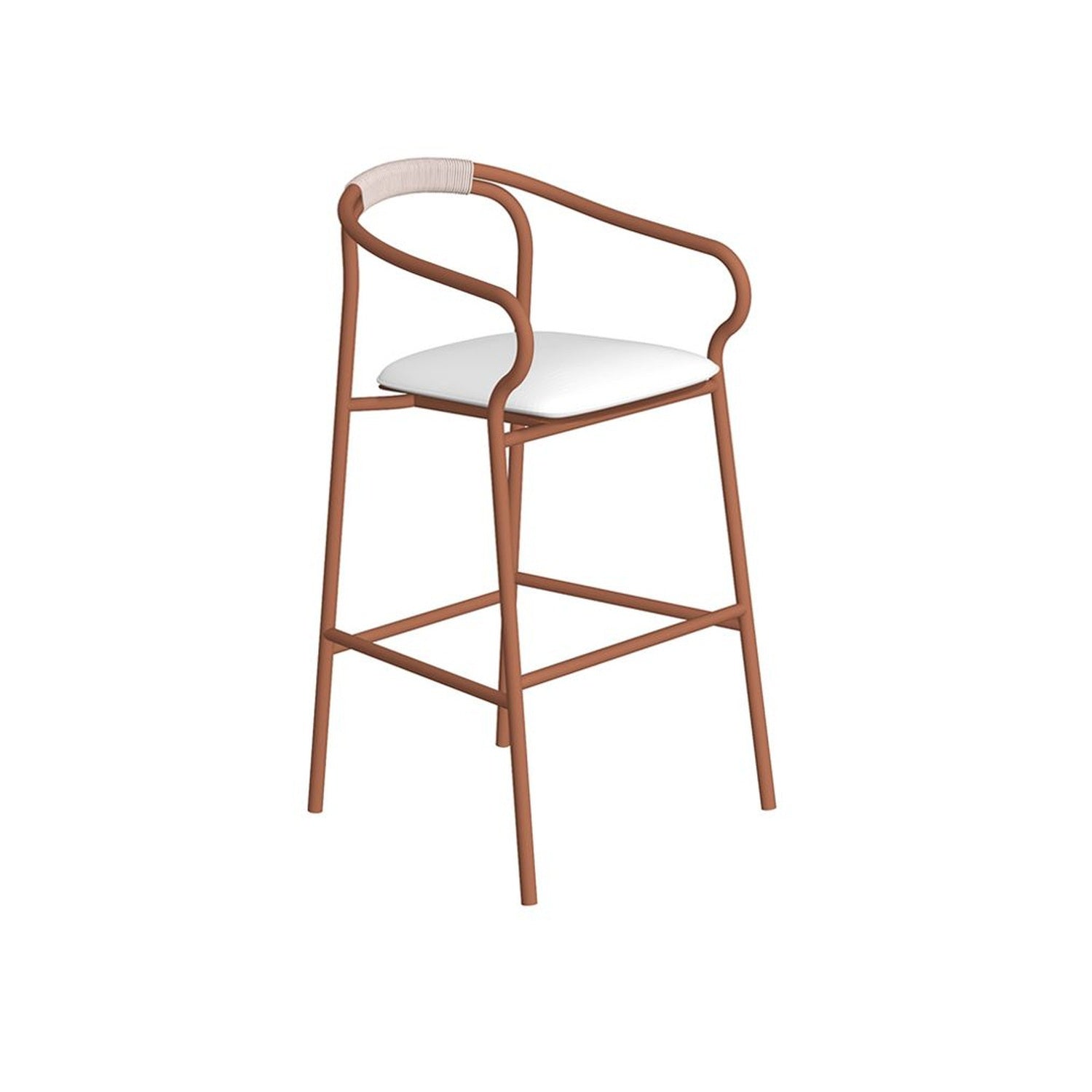 Salò stool with backrest, armrests and cushion