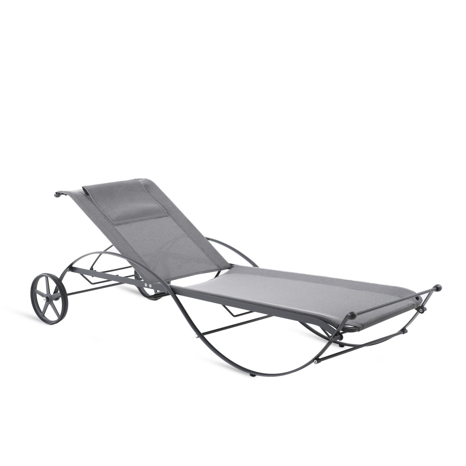 Aurora sunlounger in graphite with brown fabric