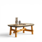 Symi Coffee Table in Teak and Dove-finish Ceramic